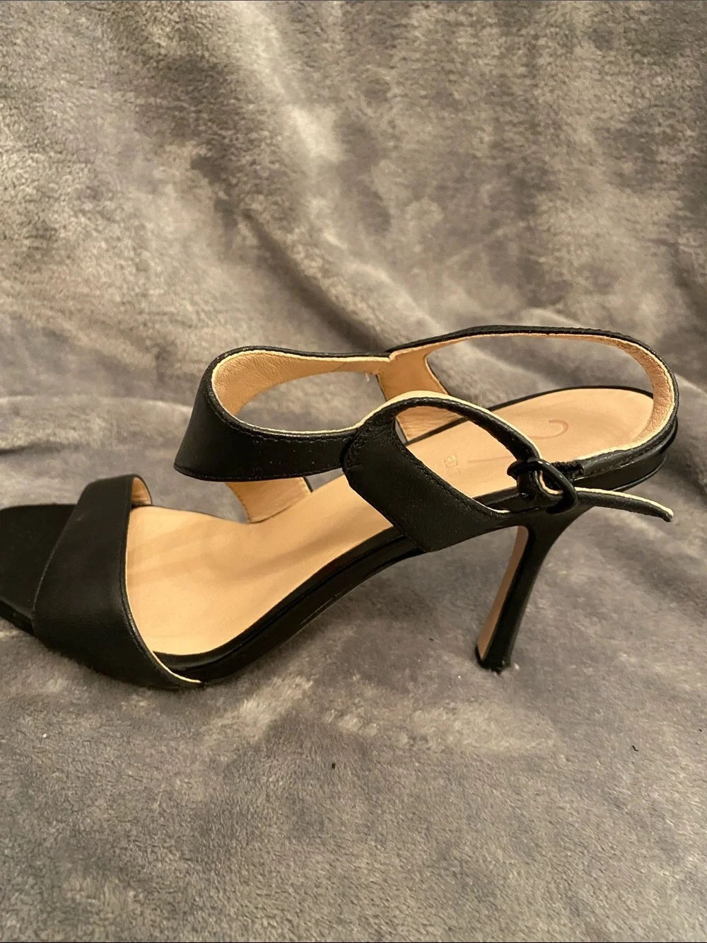 27 EDIT Black Leather Open-Toe Strappy Heels